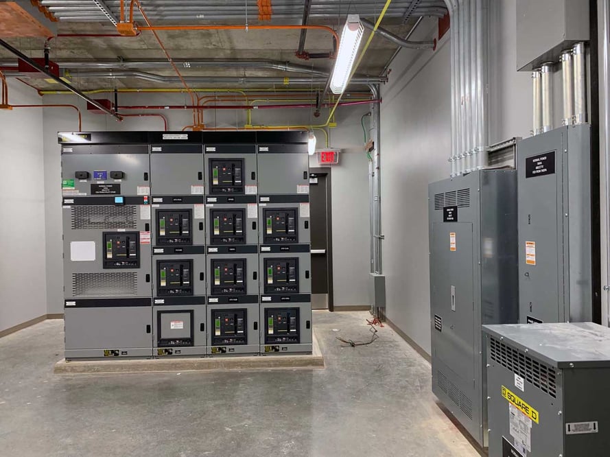 room with electrical panels and control systems