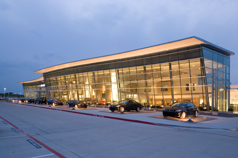 BMW dealership at dusk