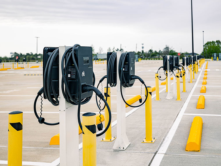 EV charging stations in parking lot
