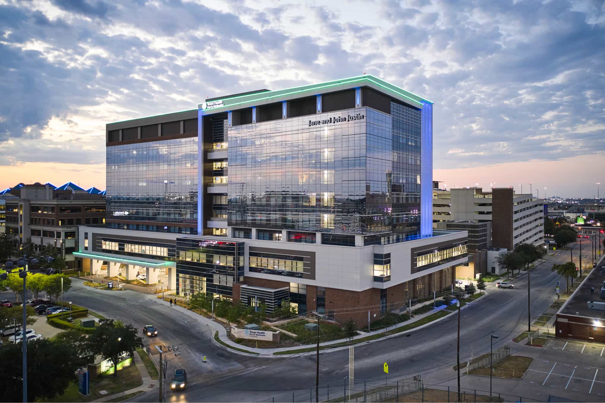 outside view of a modern high-rise medical building